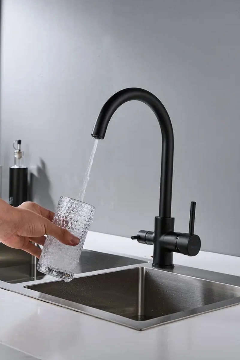 Смеситель для кухни с подключением фильтра Shevanik S128H, черный