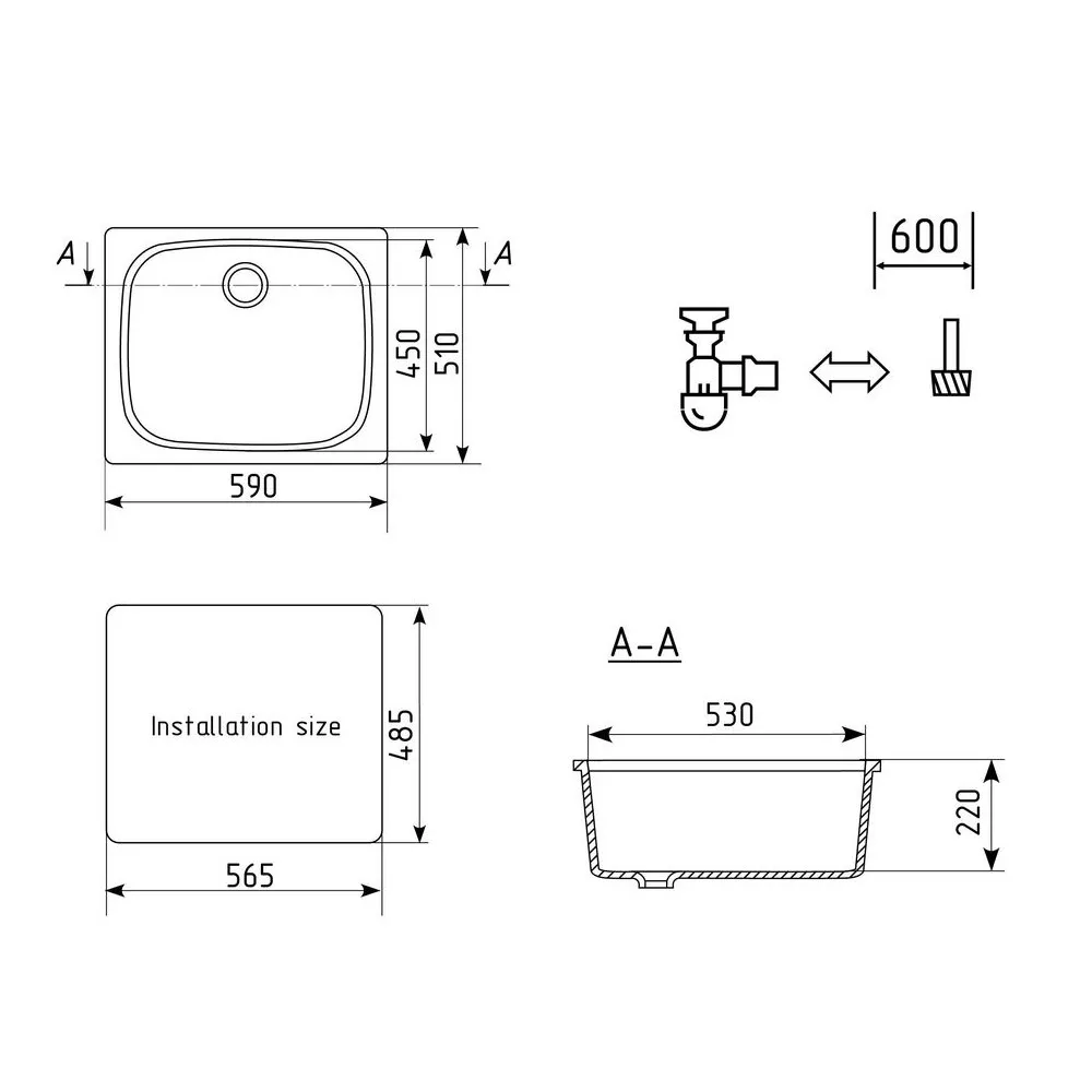 Кухонная мойка Ulgran U-408-342, графит