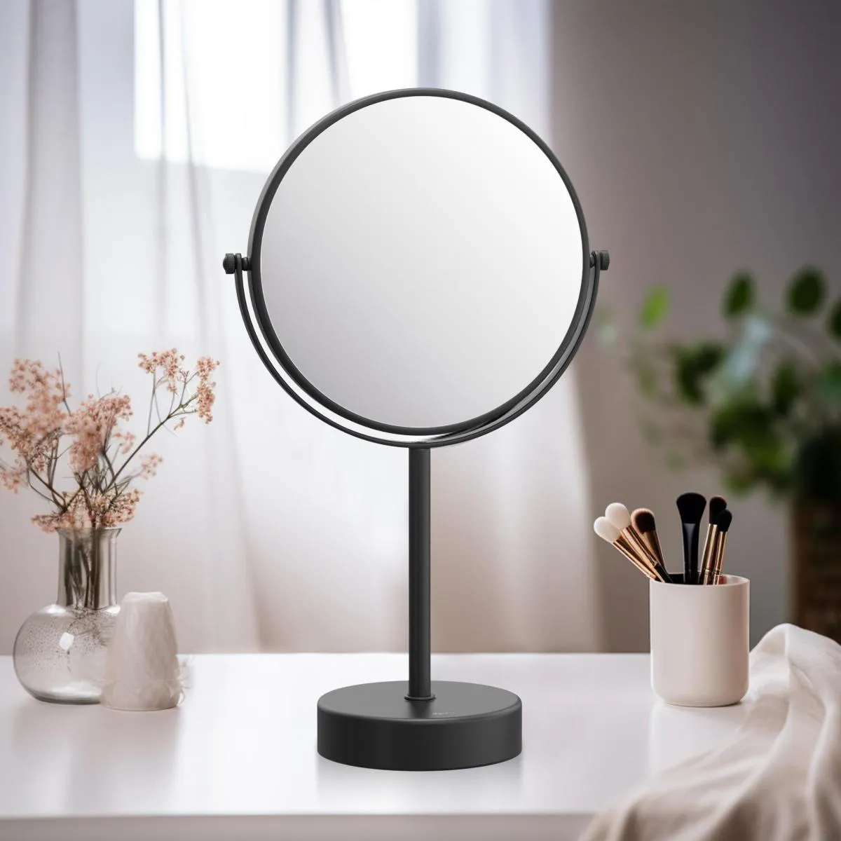 AQ4914MB зеркало косметическое настольное 5х, матовый черный