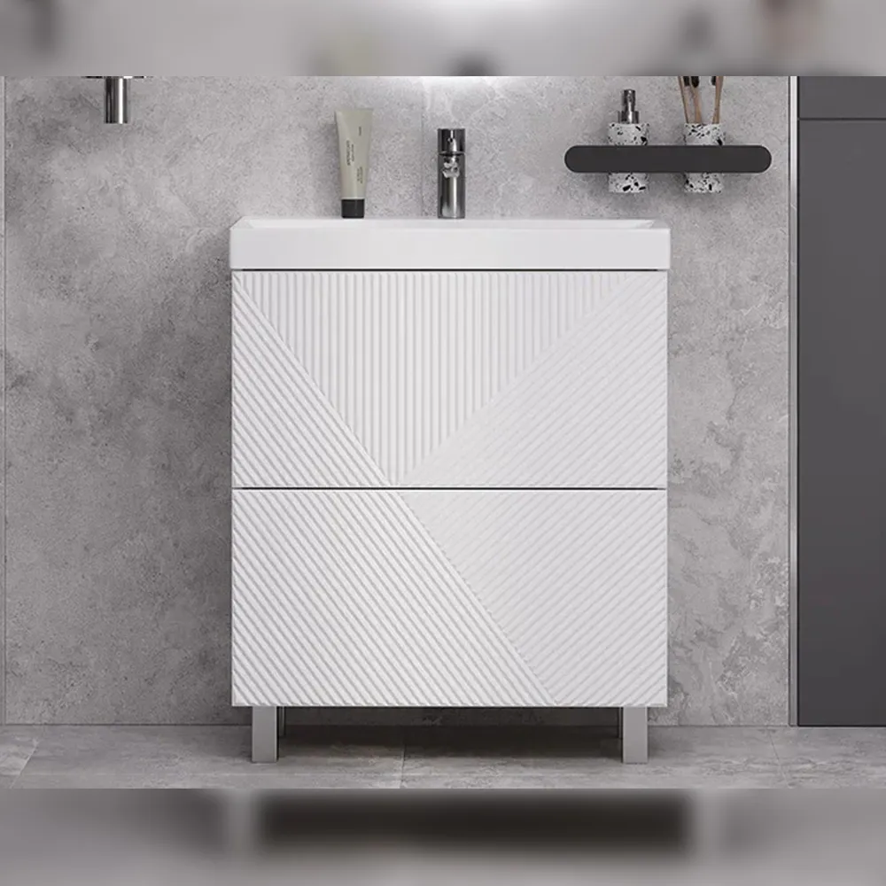 Тумба с раковиной напольная Velvex Edge tn.EDG.9696.70.2Y белый глянец, 70 см