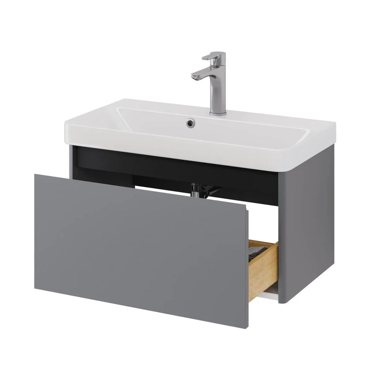 Тумба под раковину подвесная Dreja Luxury 70 см, серый базальт