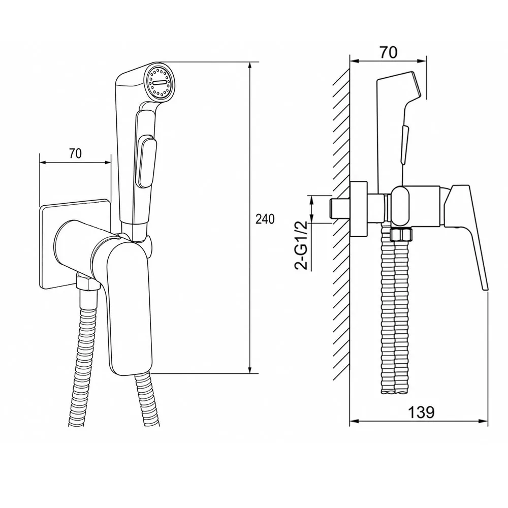 Гигиенический душ со смесителем FRAP F7586-29, оружейная сталь