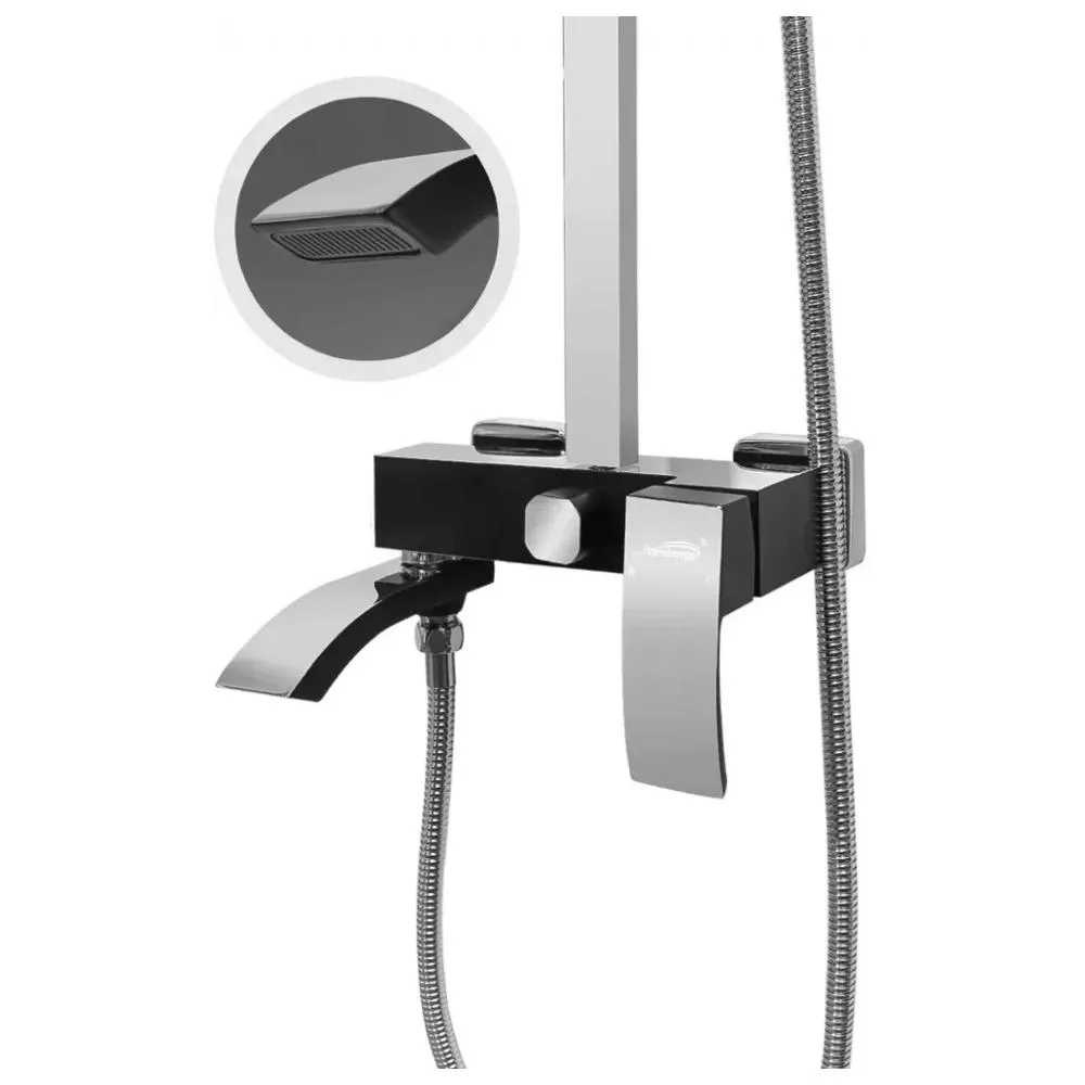 Душевая система Hansberge H5077BC, черный/хром