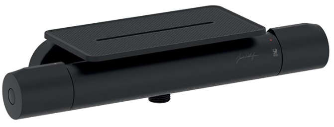 Термостатический смеситель для душа Jacob Delafon METRO с полкой матовый черный (E21767-BL)