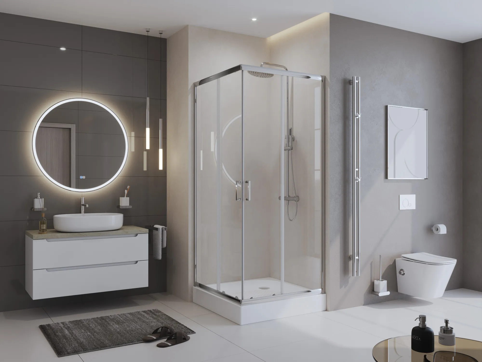 Акриловый поддон BelBagno 900х900 мм, белый (TRAY-BB-A-90-15-W)