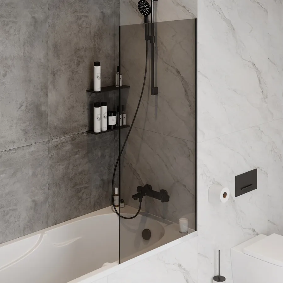 Шторка на ванну 70х140 см Maretti Marta MA41F7014098-560, профиль черный