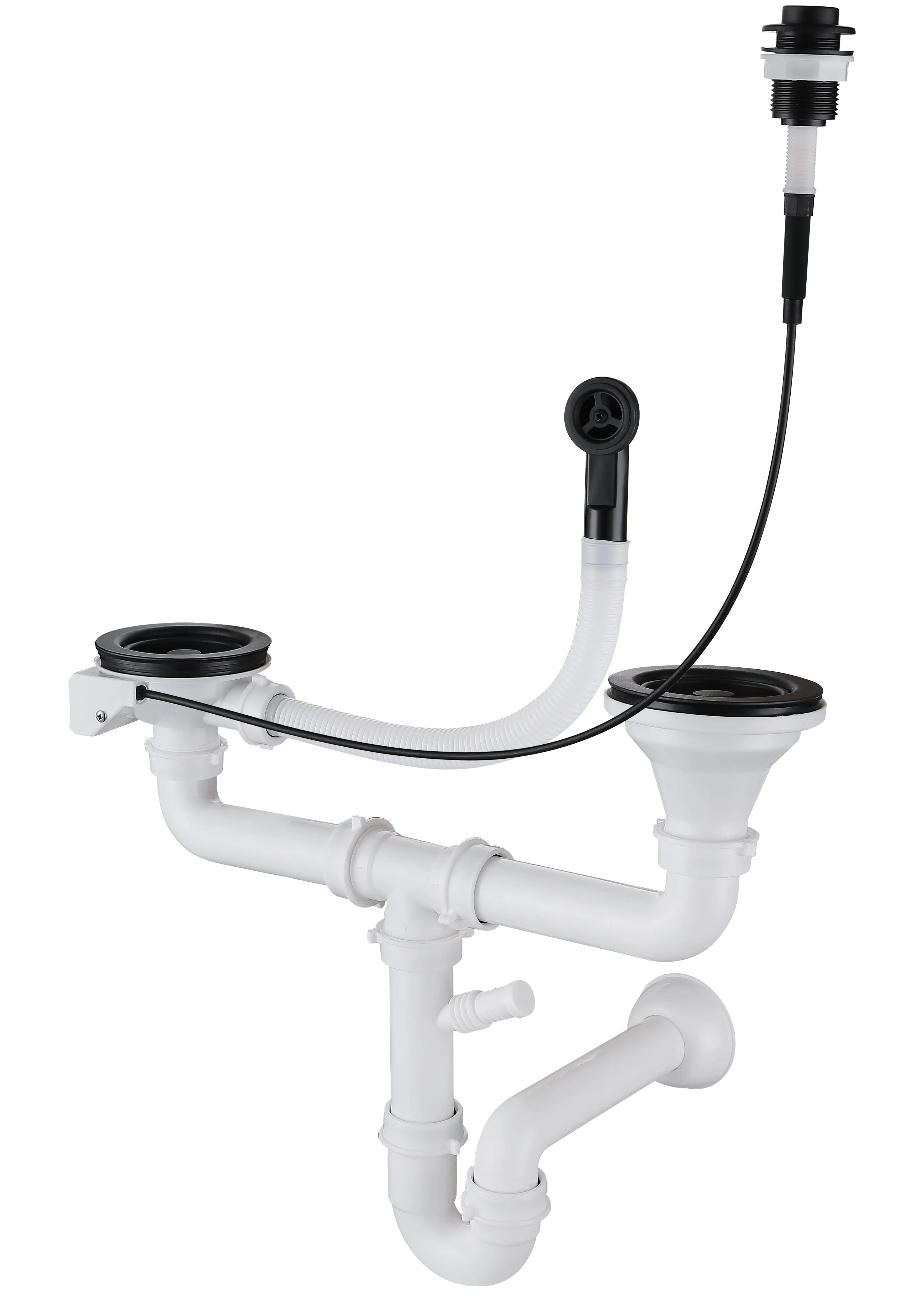 Сифон двойной  3 1/2" п/авт с круг пер черный