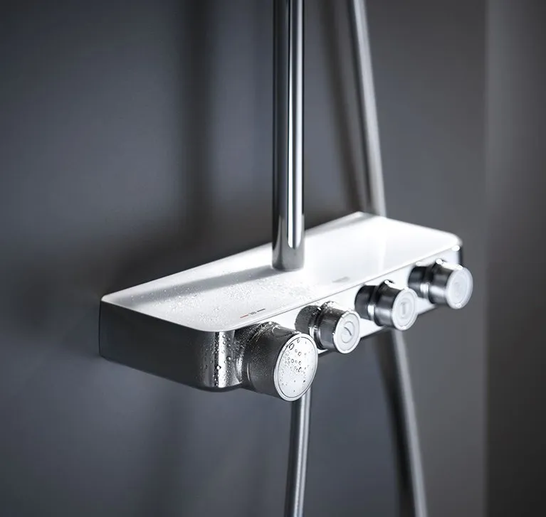 Душевая система поворотная с термостатом Grohe SmartControl Euphoria, хром / белый (26507LS0)