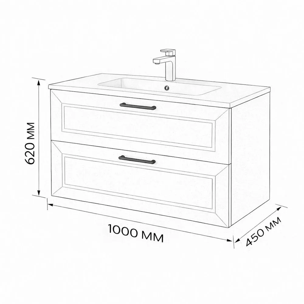 Тумба с раковиной подвесная (100см) Terminus Victoria VIC101002900301O, белый
