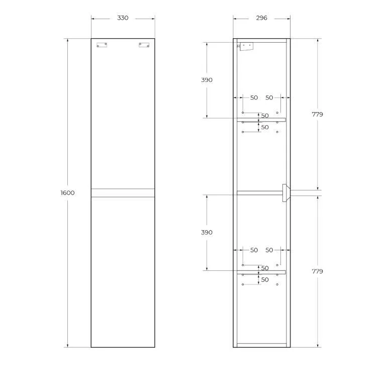 Шкаф подвесной BelBagno Kraft 330х1600х300 мм, Rovere Tabacco (KRAFT-1600-2A-SC-RT-L)