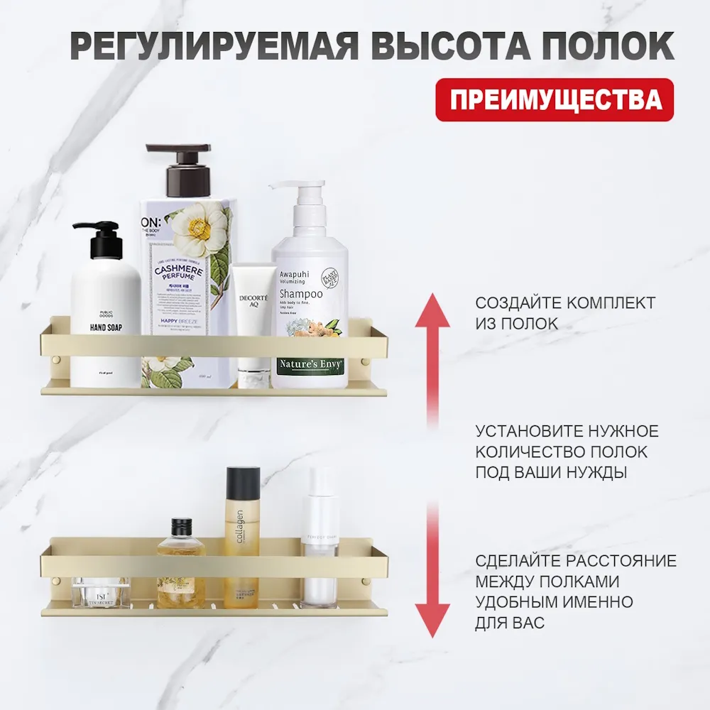 Полка RAGLO для ванной комнаты 400*100*80мм (R340.03.03)