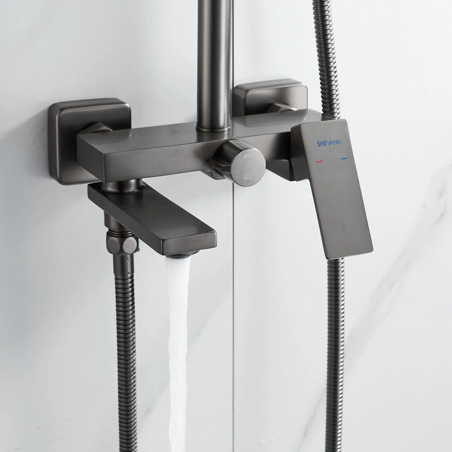 Душевая система Shevanik S9636T, оружейная сталь