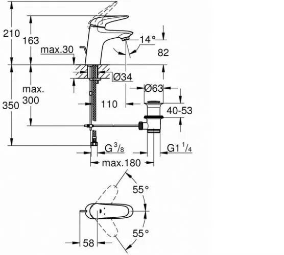 Смеситель для раковины Grohe Eurostyle New 23707003 хром