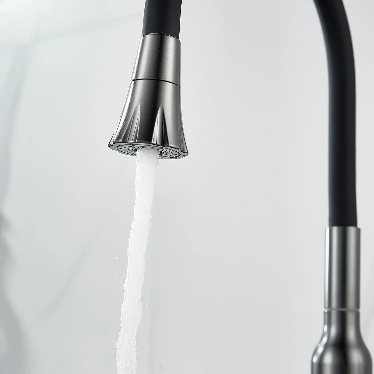 Смеситель для кухни с гибким изливом Raffine F303T-3, оружейная сталь