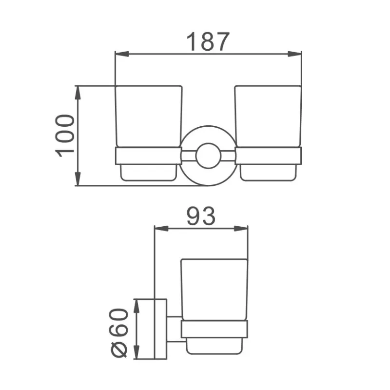 Стакан для ванной комнаты двойной D-Lin D212280, сталь