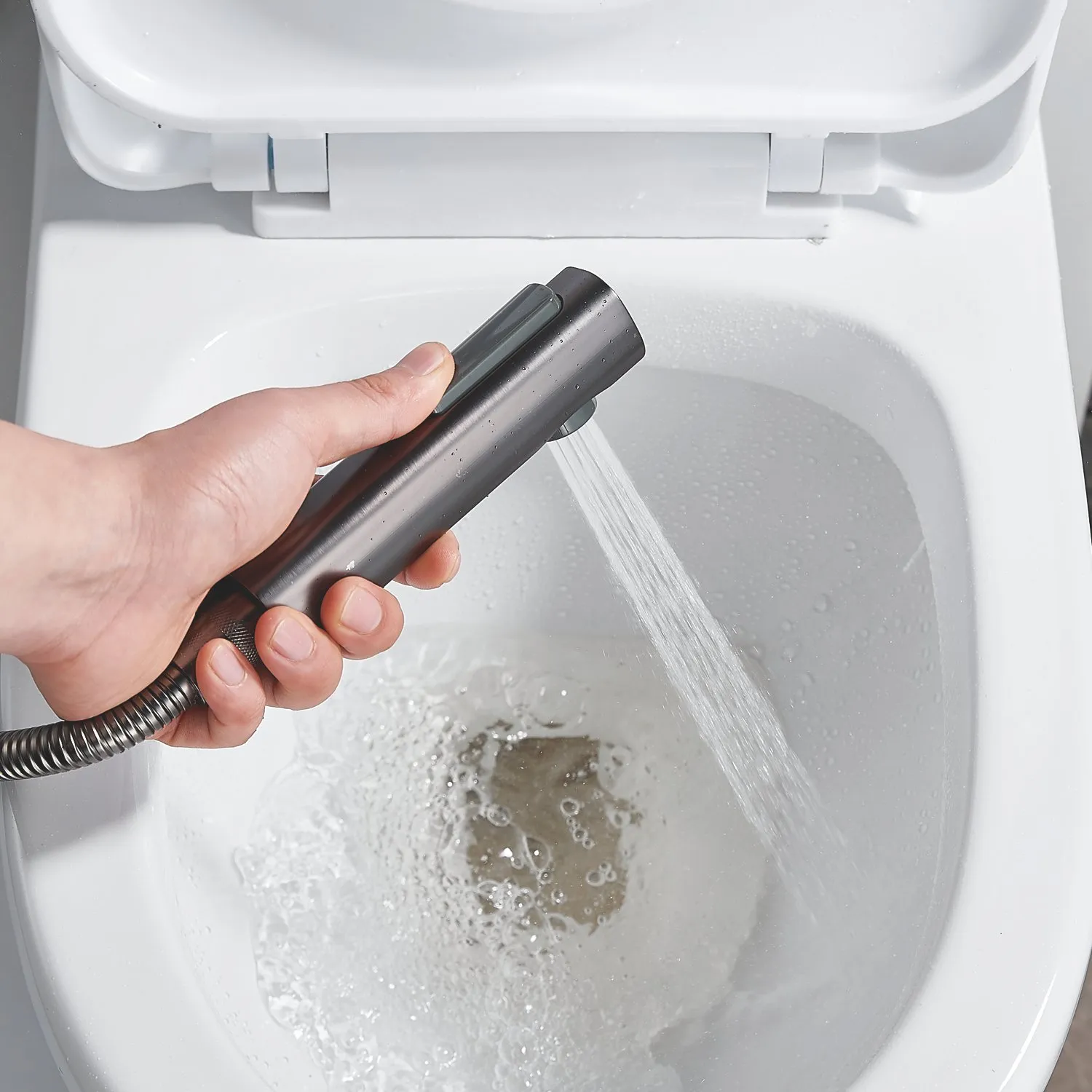 Гигиенический душ со смесителем Shevanik S4105T-1, оружейная сталь