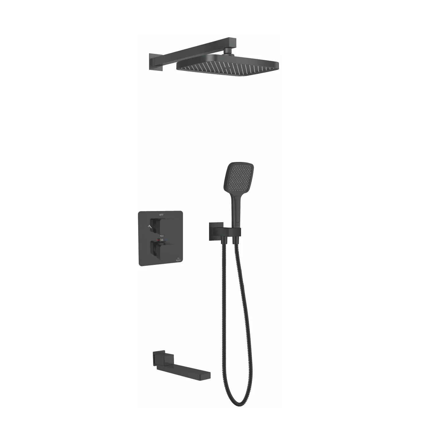 Душевая система с термостатом встраиваемая Rose R1595H, черный