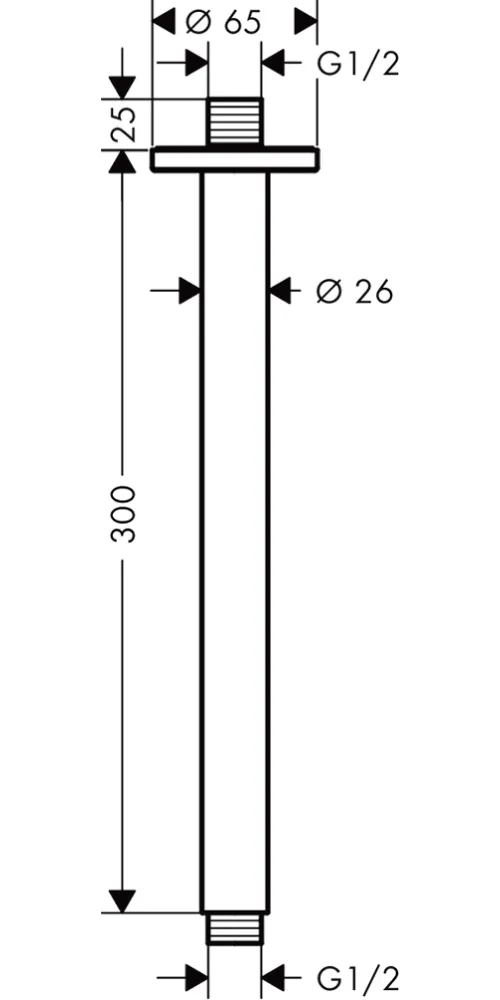 HANSGROHE (Vernis Blend) Потолочное подсоединение 300 мм, матовый чёрный (27805670)