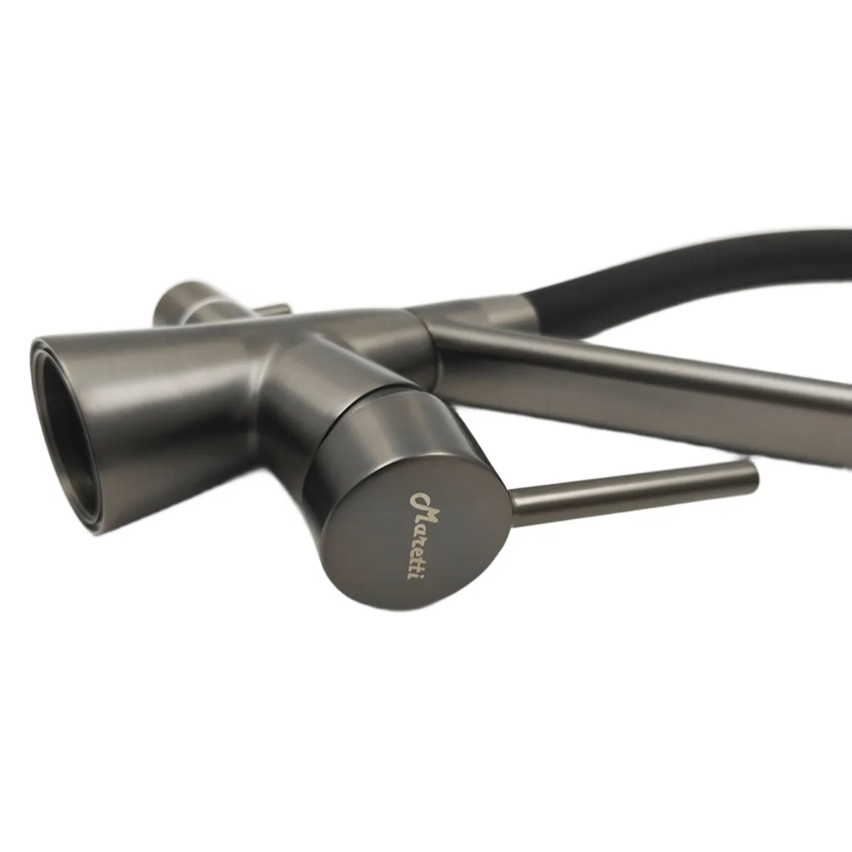 Смеситель для кухни с гибким изливом и подключением фильтра Maretti Eleganza EN31RGF14, оружейная сталь