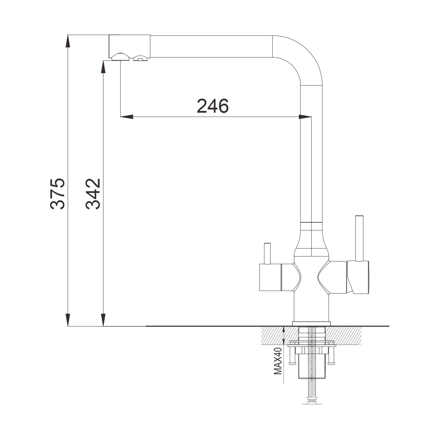 Смеситель для кухни с подключением фильтра Shevanik S248H, черный
