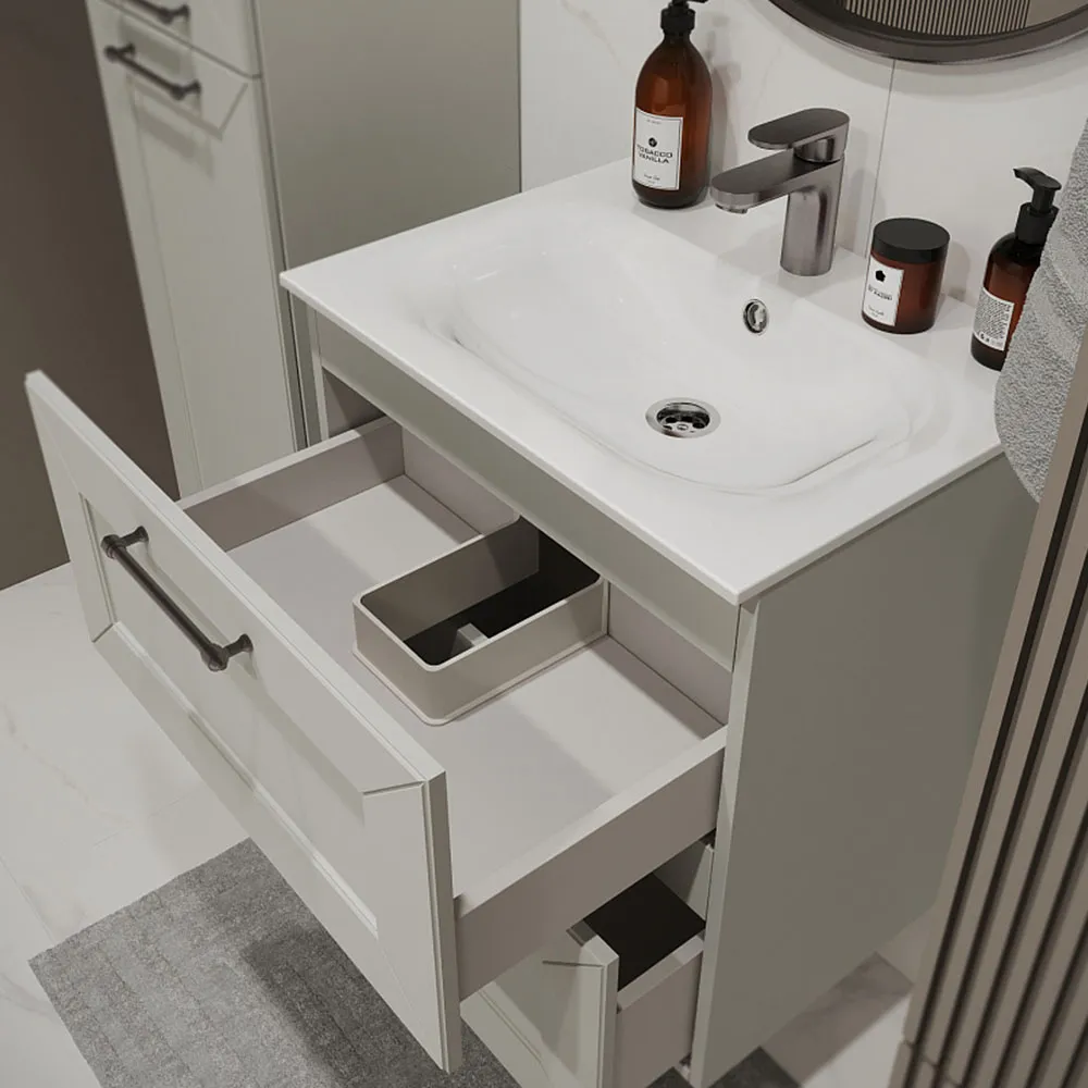 Тумба с раковиной подвесная (60см) Terminus Victoria VIC10602900301O, белый