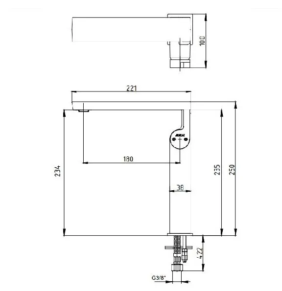 Смеситель для раковины E.C.A ICON 230 (102188044HEX)