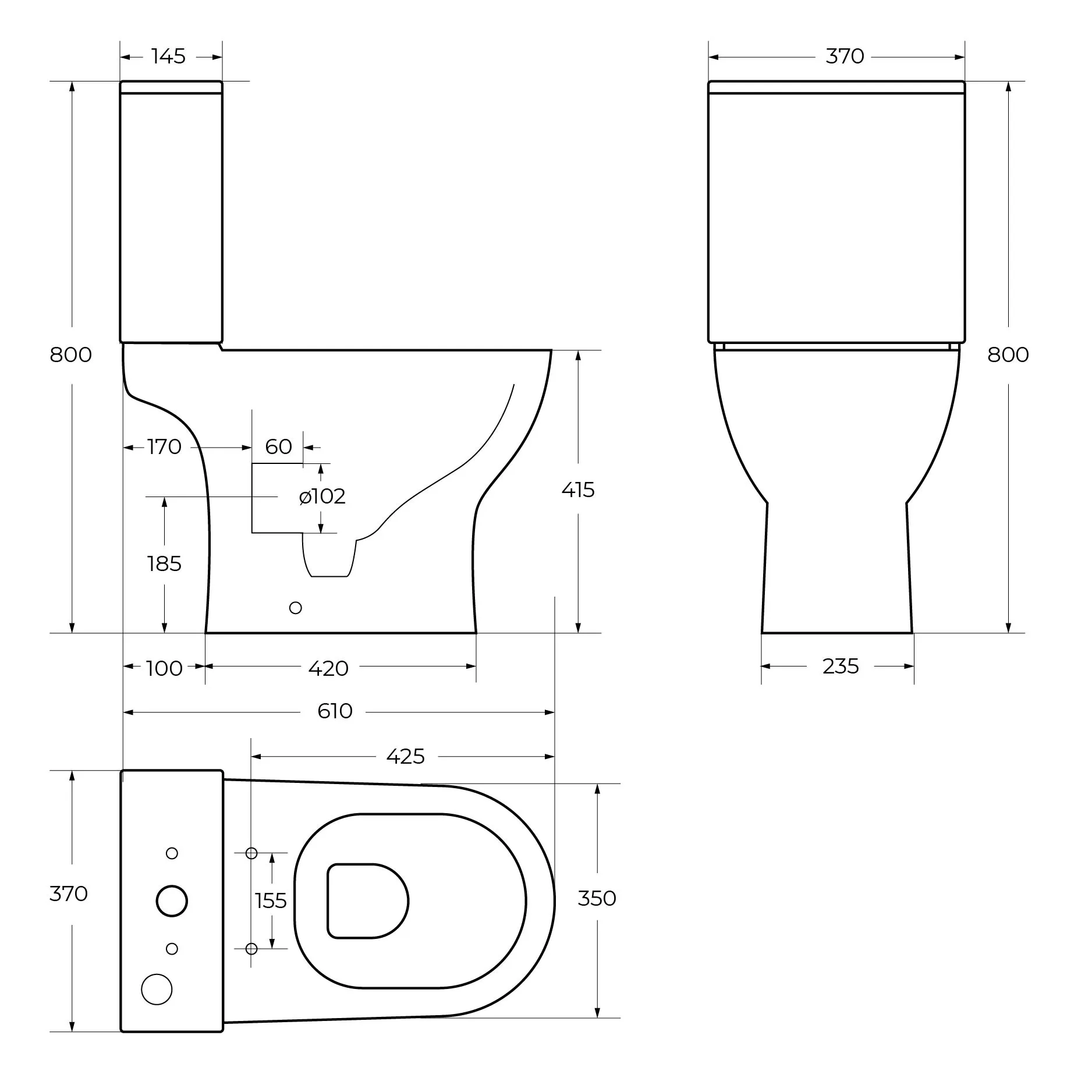 Чаша напольного унитаза BelBagno Lounge, белый (BB045CPR)
