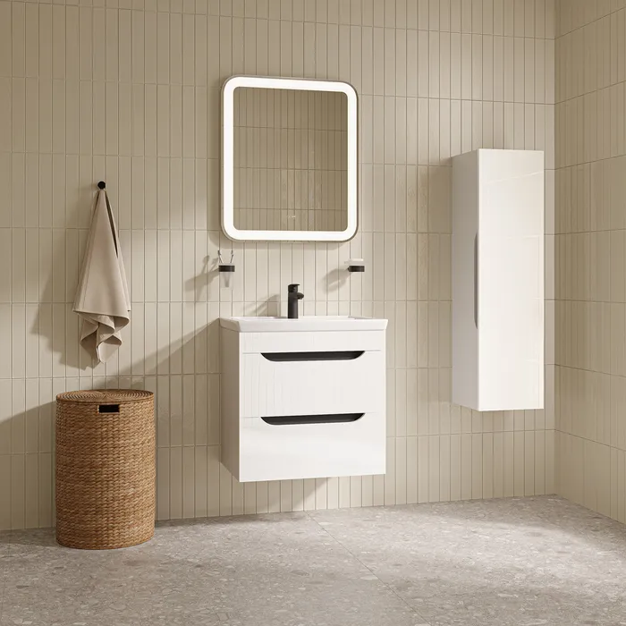 Тумба с умывальником, подвесная, 60 см, белый, Ray, IDDIS, RAY60W0i95K