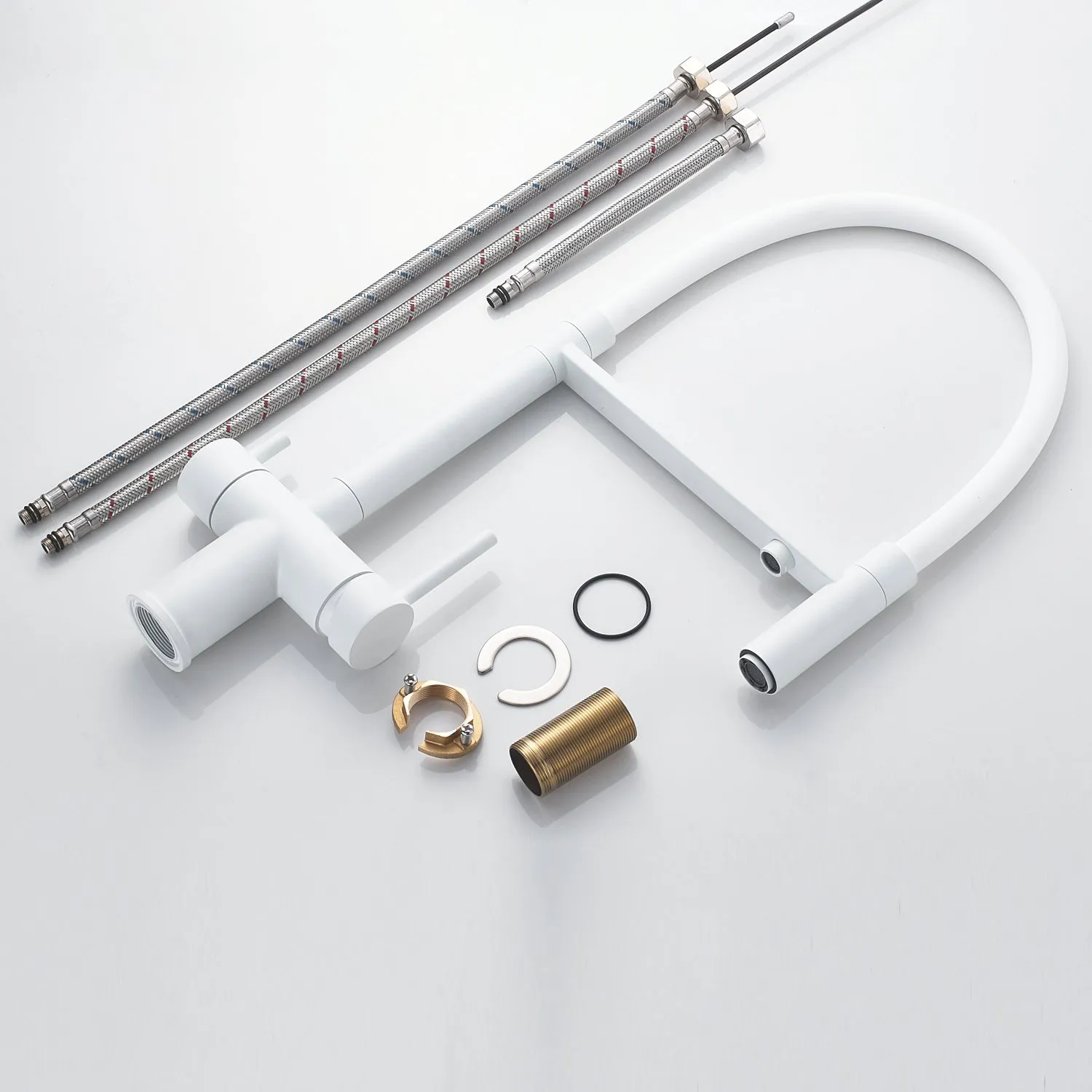 Смеситель для кухни с подключением фильтра Shevanik S178C, белый