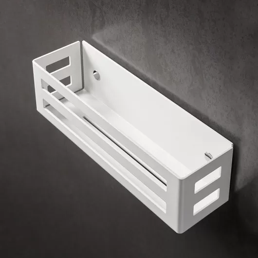 24954510000 UNIVERSALARTIKEL Корзинка для мыла, настенный монтаж, съёмная, со скрытым креплением, со сливными прорезями, белый (RAL 9010)