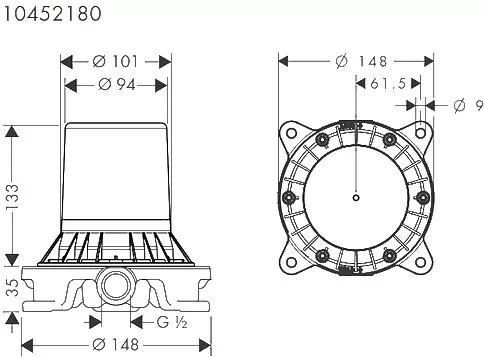 Скрытая часть напольного смесителя для ванны Axor 10452180