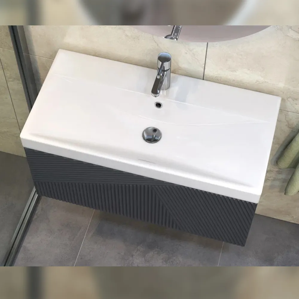 Тумба с раковиной подвесная Velvex Edge tp.EDG.9696.80.1Y графит, 80 см