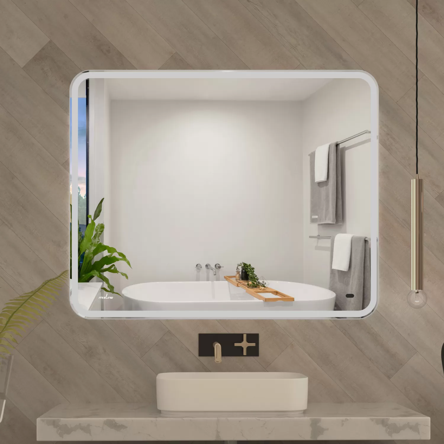 Зеркало MIXLINE "Турин" 1000*800 (ШВ) бесконтактный сенсор, светодиодная подсветка (555285)