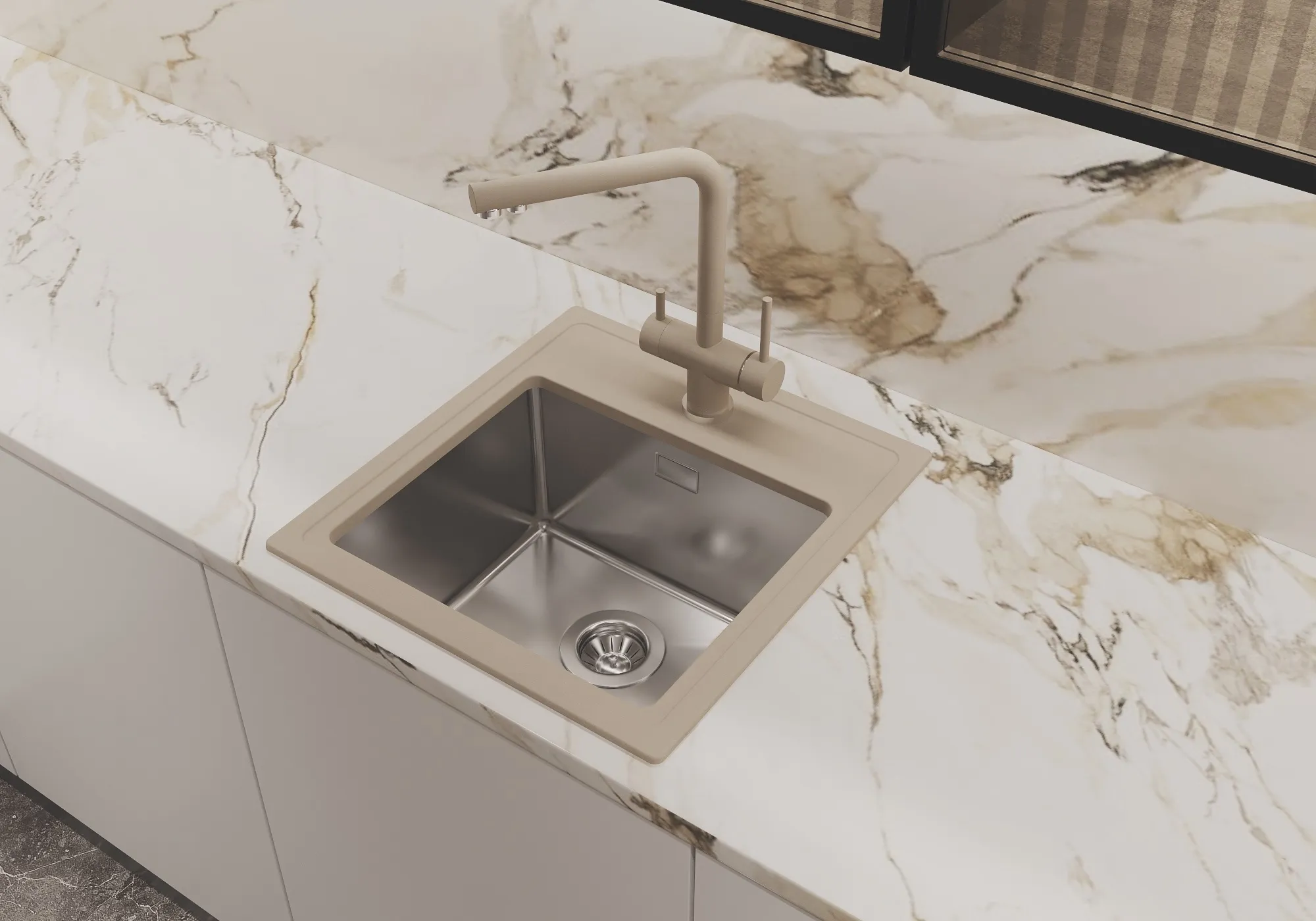 Кухонная мойка Florentina КОМБИ 21.455.B0480.107, песочный