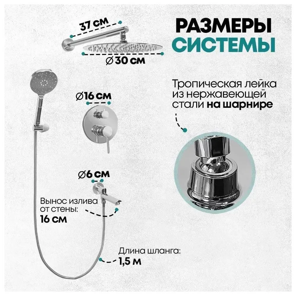 Душевая система встраиваемая Grocenberg GB5001CR, хром