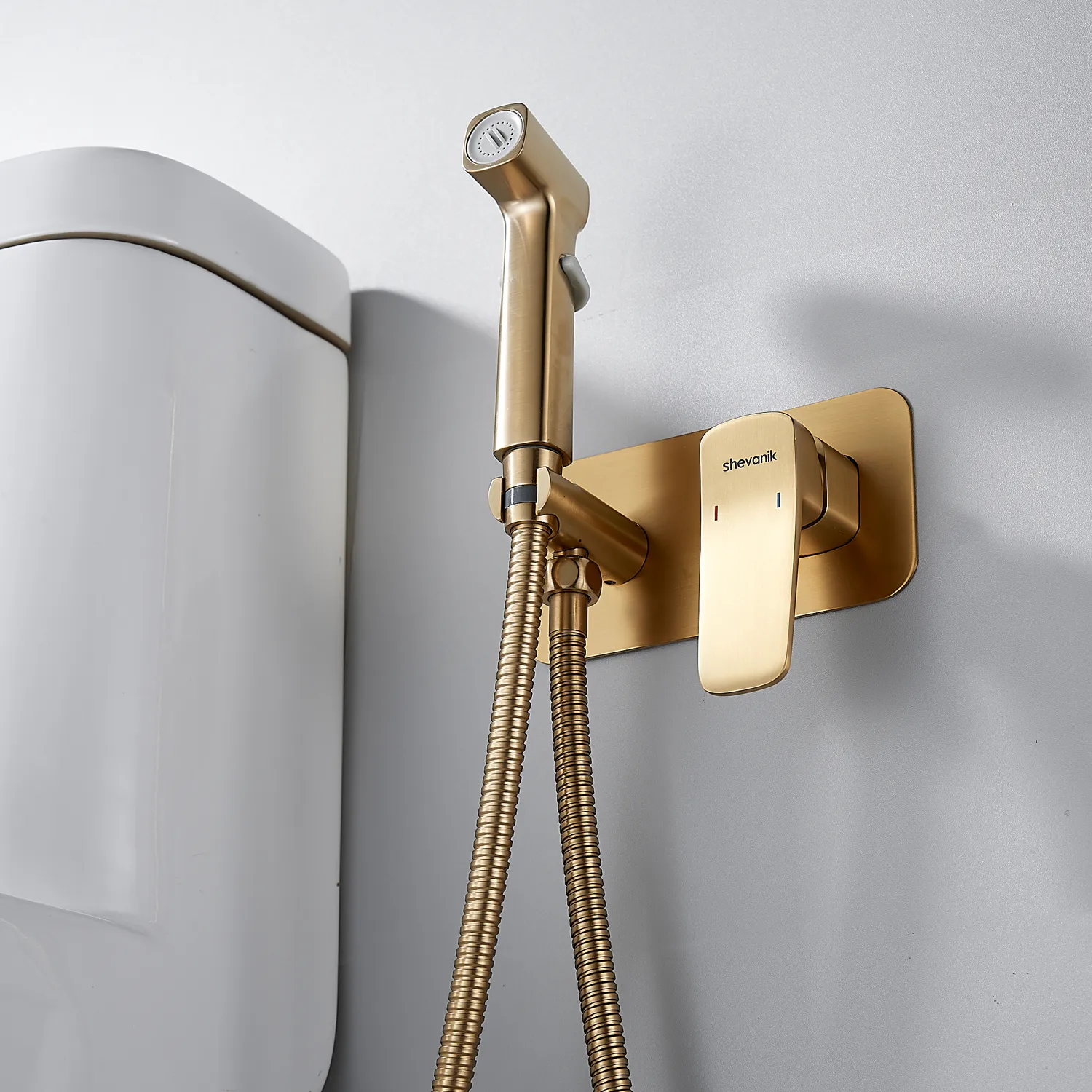 Гигиенический душ со смесителем Shevanik S9905G, золотой сатин