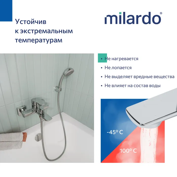 Смеситель для ванны,хром глянцевый, Poli, Milardo (POLSB00M02)