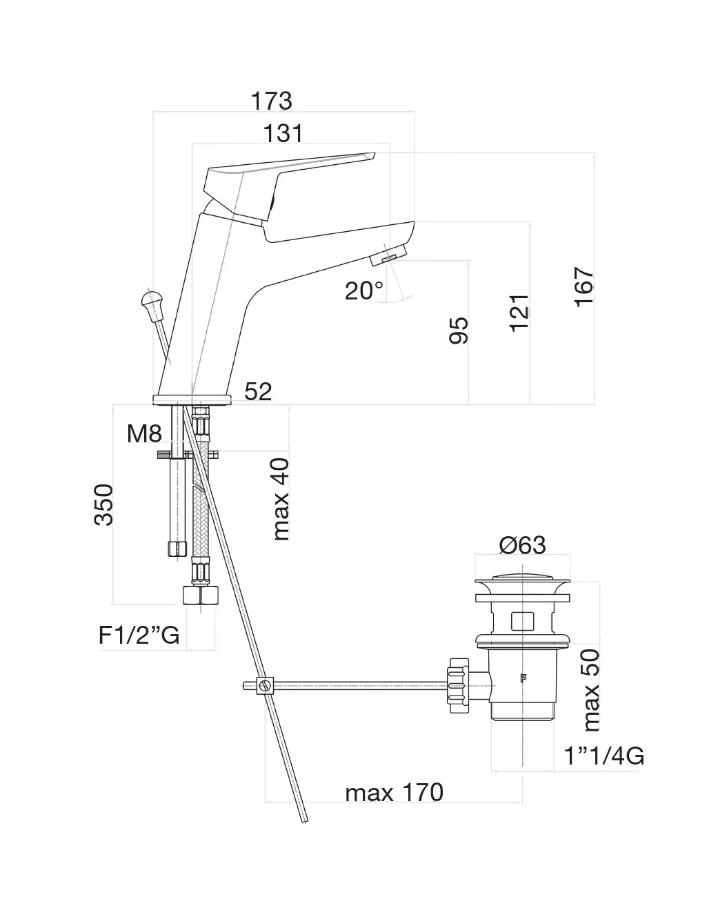 Смеситель для раковины Fiore KYRO 86CR8110, хром