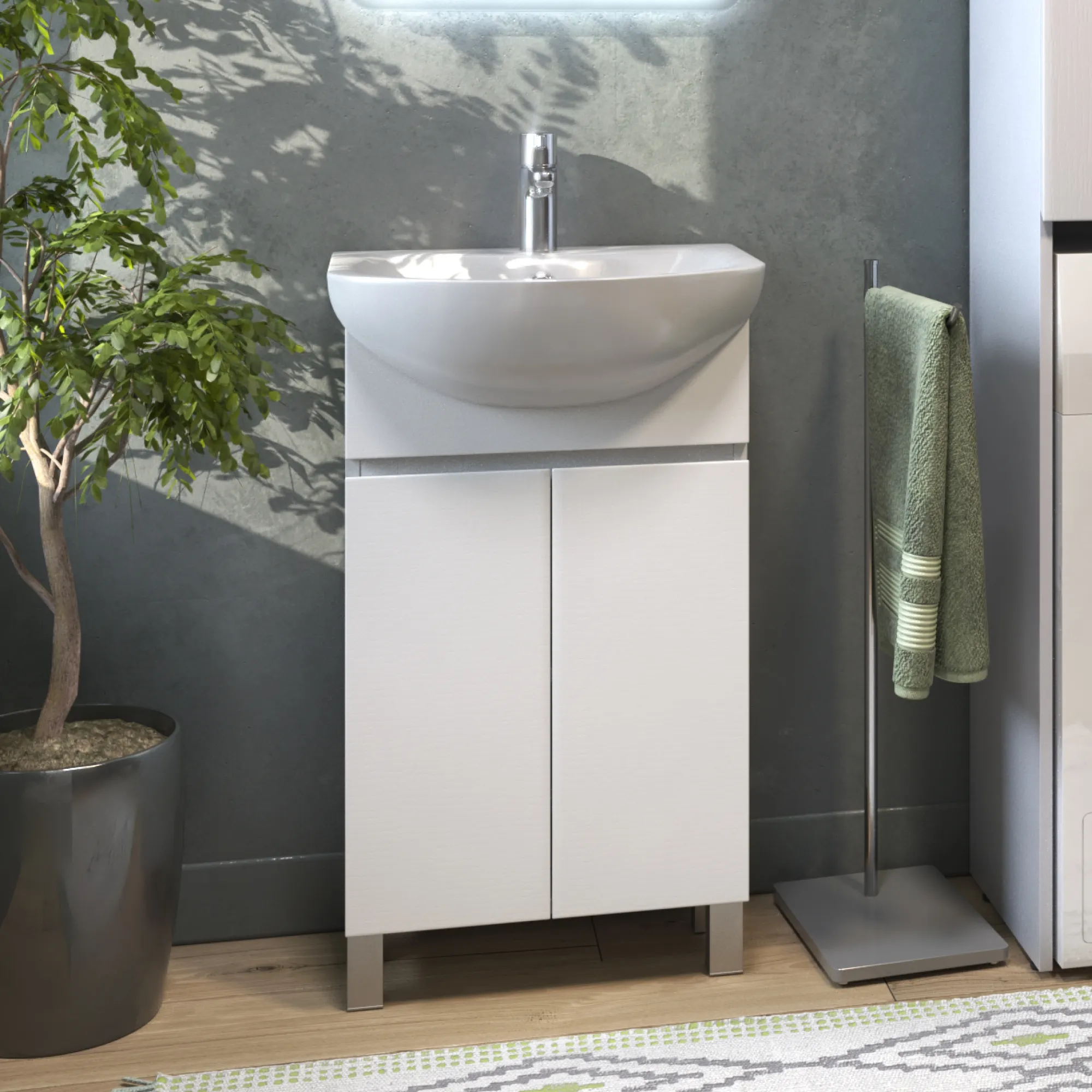 Тумба с раковиной напольная VIGO Wing tn.WIN.BAL.50.2D белый, 50 см