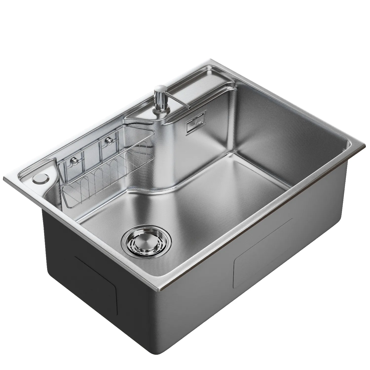Мойка настол.монтаж MIXLINE ПРО 60х45 (1,0) вып 3 1/2" с ФАСКОЙ 21,5см с сиф.(сатин дек)+доз+кол+корз (558469)