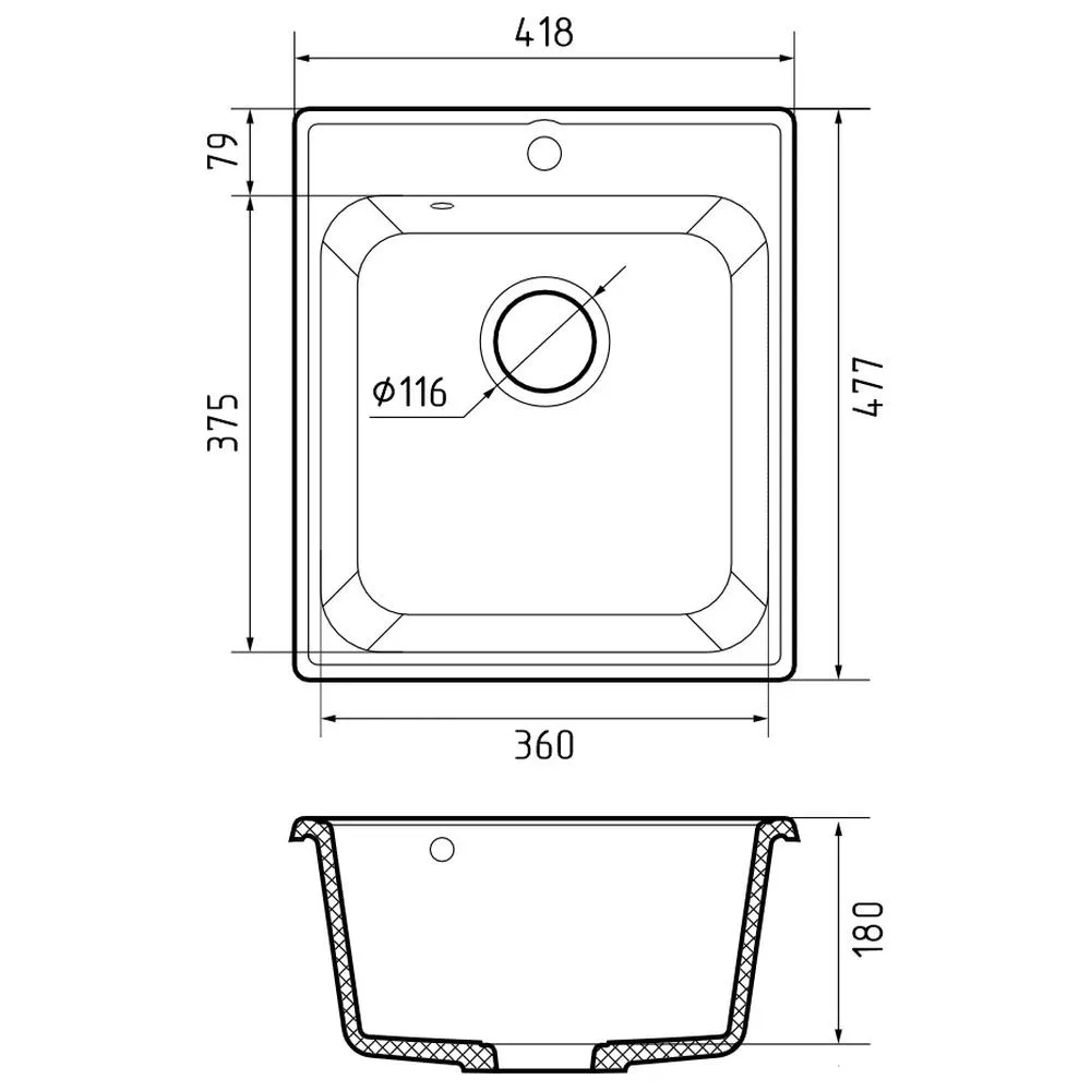 Кухонная мойка GranFest QUARZ 17, серый
