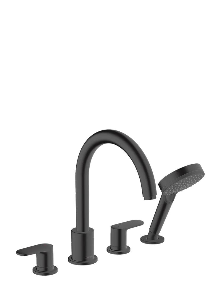 71456670S Set HG Vernis Shape смеситель на край ванны на 4 отверстия (71456670+13244180), матовый черный