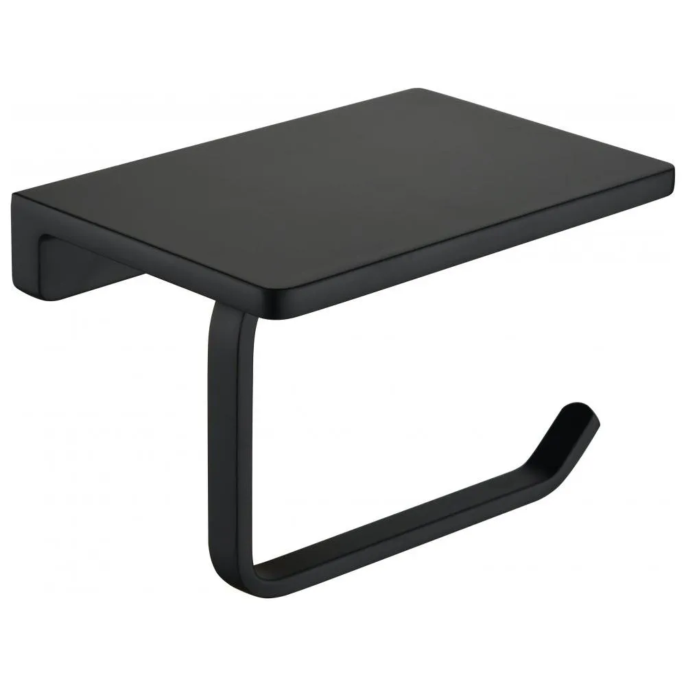 Держатель для туалетной бумаги с полочкой Grocenberg AC0027BL, черный