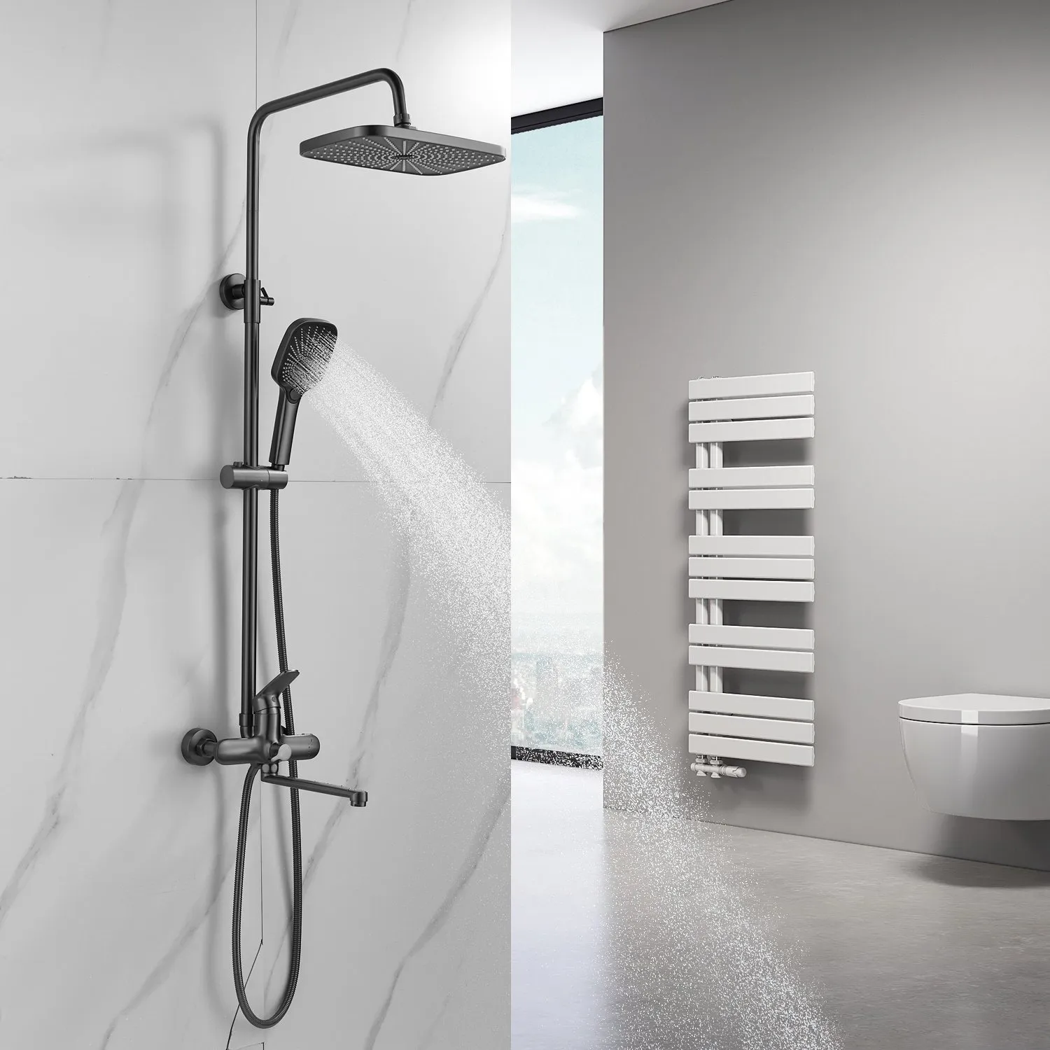 Душевая система Raffine F3685T, оружейная сталь