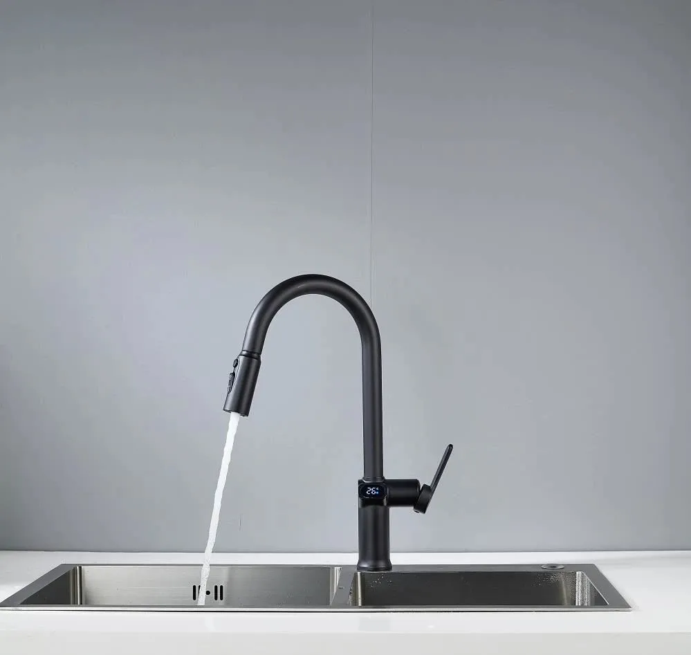 Смеситель для кухни с индикатором температуры Knotlor KN-100/BL, черный