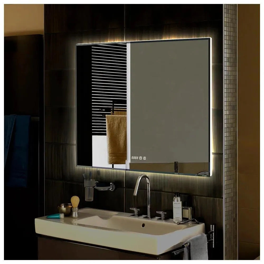 Зеркало Silver Mirrors Алмина 1000х800 - 3 (двойной подогрев, часы, сенсорный выключатель)