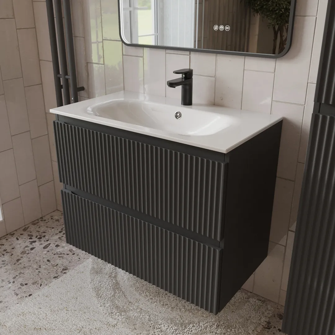 Тумба с раковиной подвесная (80см) Terminus Sicilia SIC10802701601O, графит