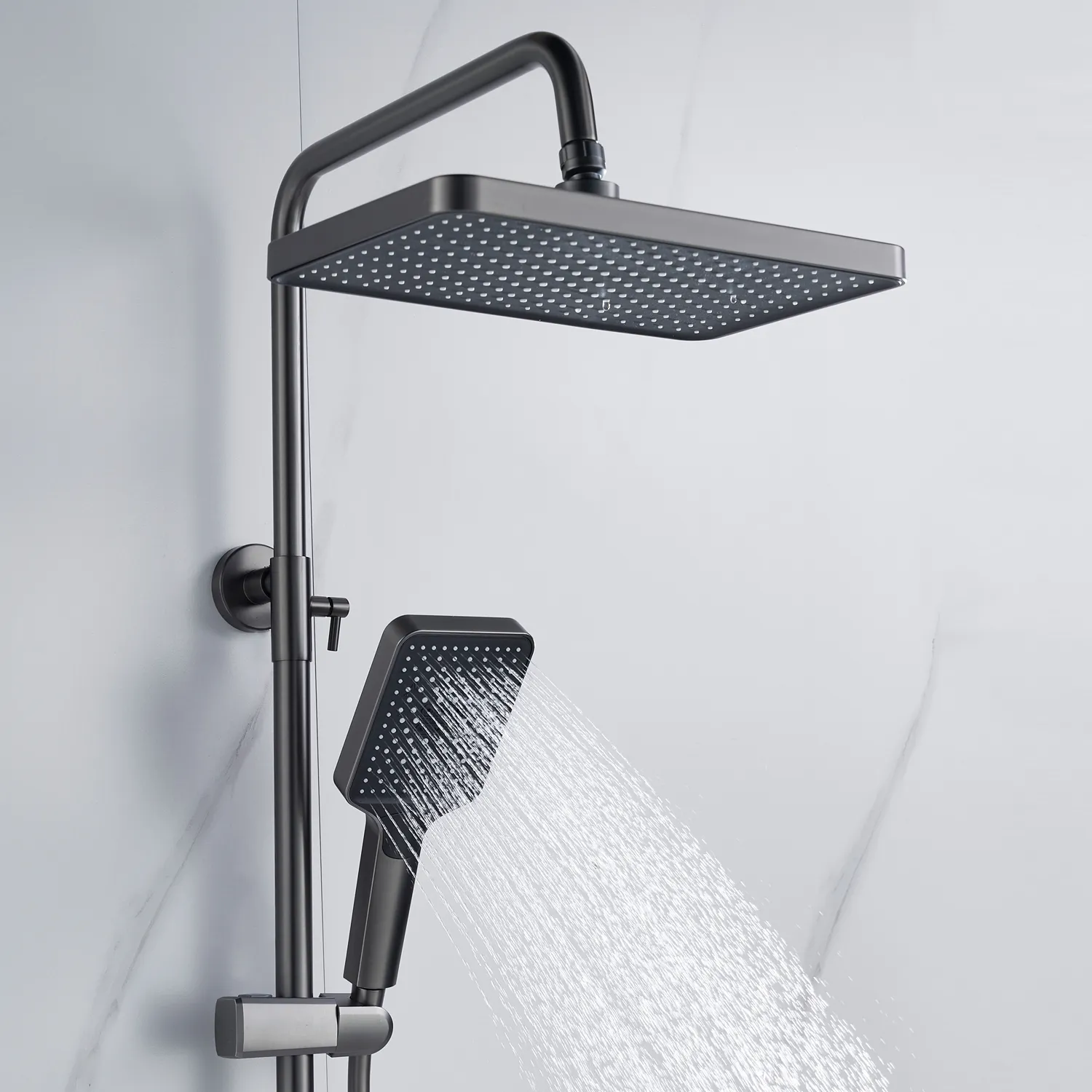 Душевая система Shevanik S4436T, оружейная сталь