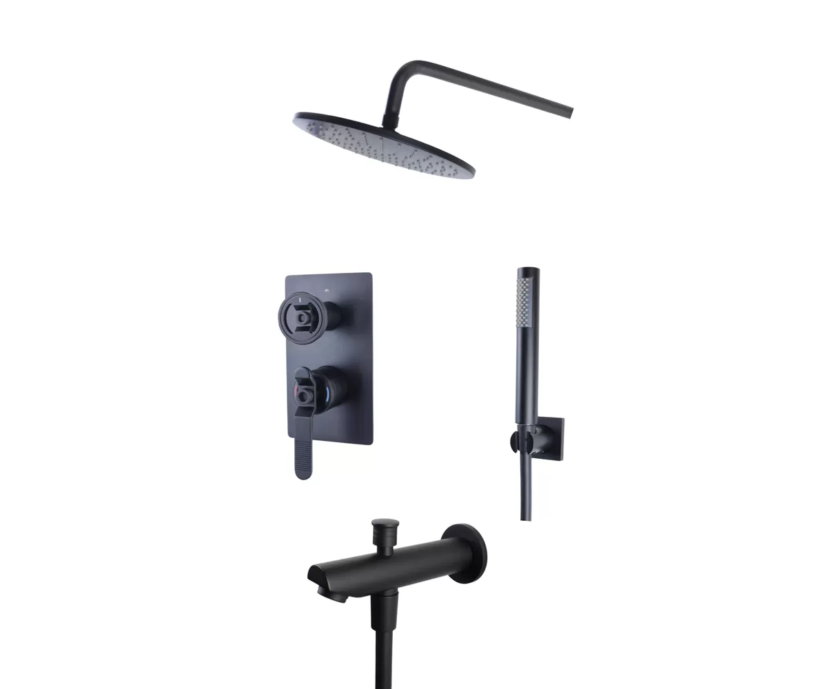 Душевой комплект Bronze de Luxe 1760'S LOFT встраиваемый матовый черный (6630SB)