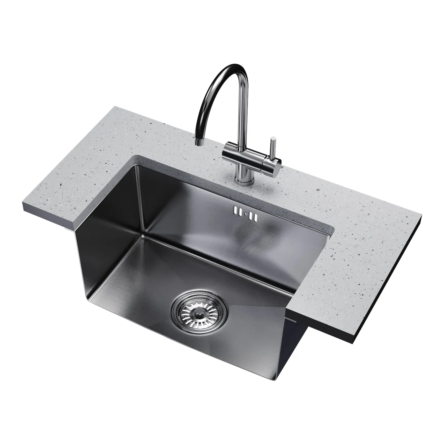 Мойка подст.монтаж MIXLINE ПРО 65х44 (3,0) вып 3 1/2" 22см с сифоном (черный графит НАНО декор) (557736)